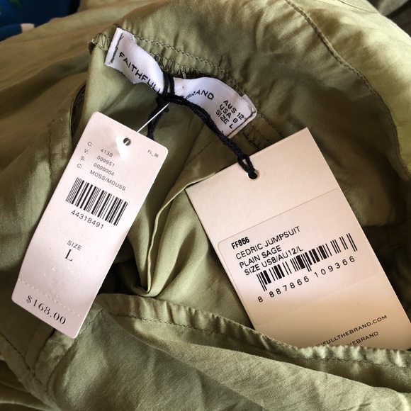 Anthropologie x Faithfull the Brand Sage Green Cedric Jumpsuit 8 NWT large - Picture 3 of 11